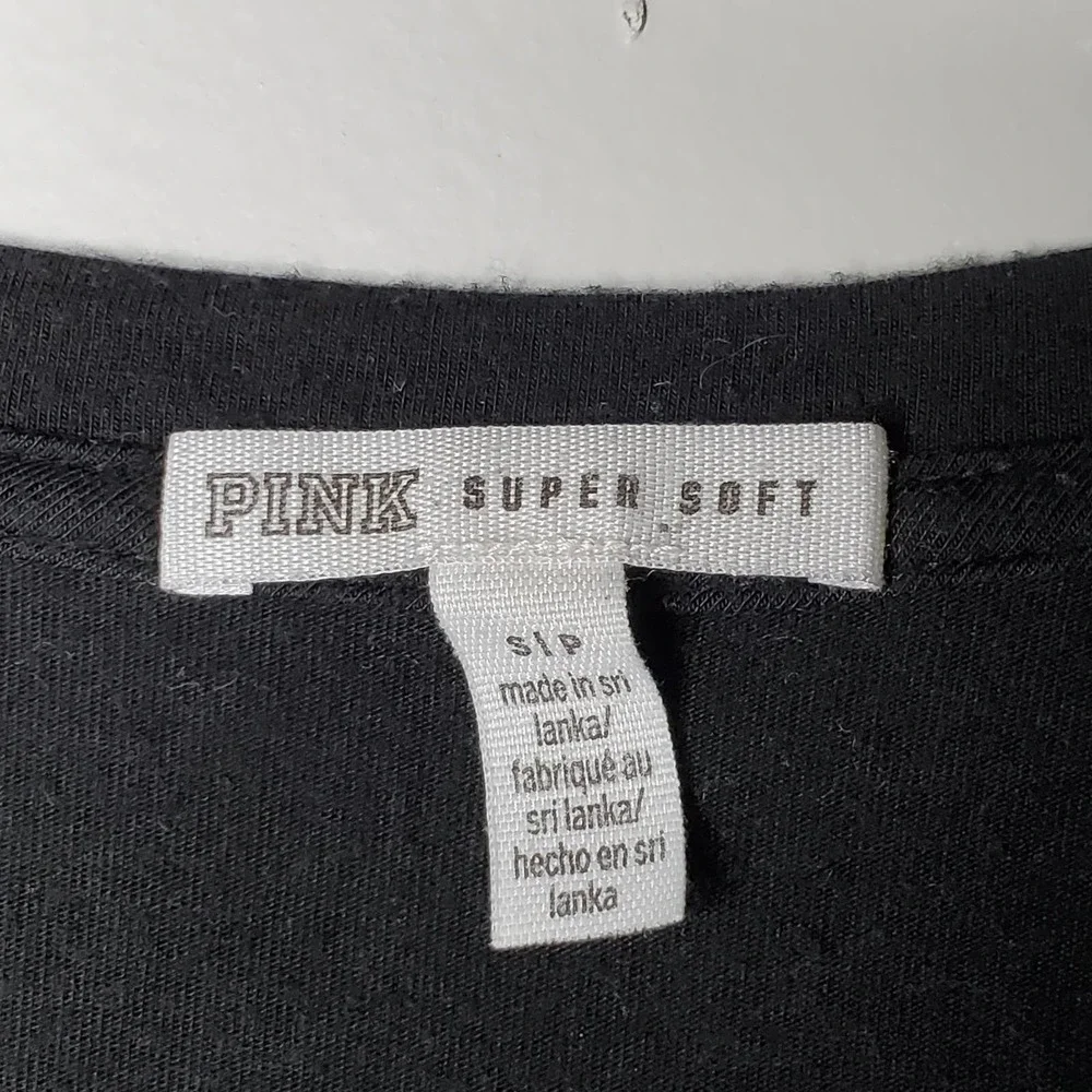 PINK Super Soft Tie Front Long Sleeve Tee Black S